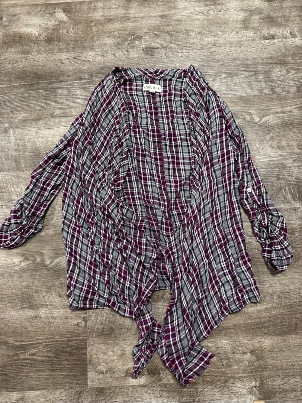 Knox Rose Plaid Open Front Cardigan Size Medium
